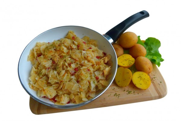 Bratkartoffeln mit Schinken - laktosefrei (Zubereitung in der Pfanne)