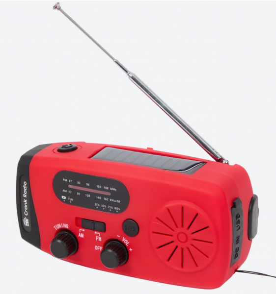 Notfallradio (Solar &amp; Kurbel), Powerbank (4000 mAh) , LED-Licht &amp; SOS-Funktion